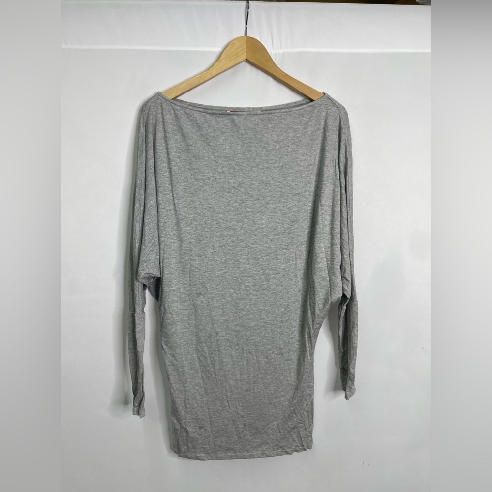 Free People Beach Relaxed Fit Flowy Off Shoulder Grey Top